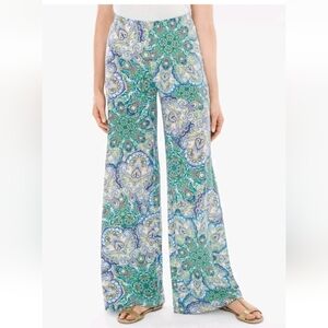 Chico's Knit Pants Medallion Palazzo Wide Leg Size 2R Regular (Large 12) Stretch